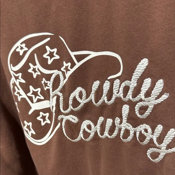 Brown Crewneck Top with Embroidered Boots - Picture 5 of 5